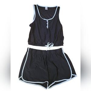 B2G1 FREE! Women's Black Sleepwear Set with White Trim
